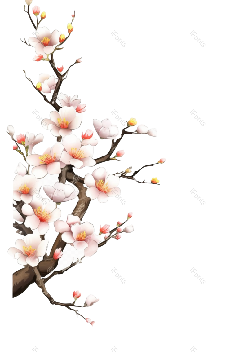 白色背景图片,樱花元素,PNG,免抠素材